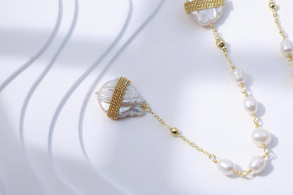 Embellished Baroque Pearl Layered Sweater Chain