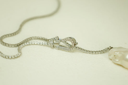 Adjustable Baroque Pearl Lariat Necklace