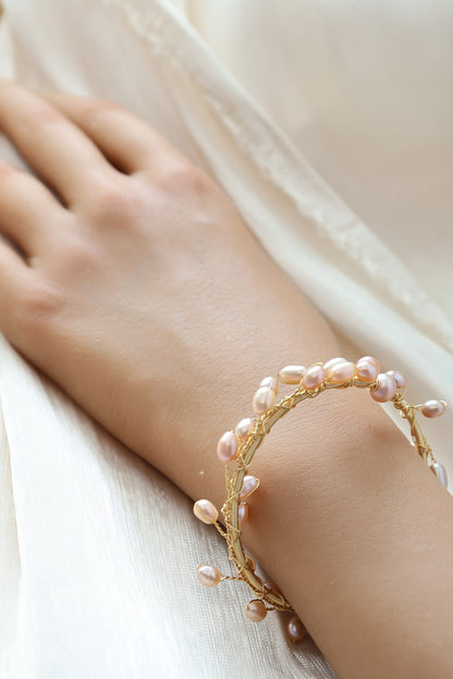 "Bunch of Grapes" Pearl Cluster Cuff Bangle