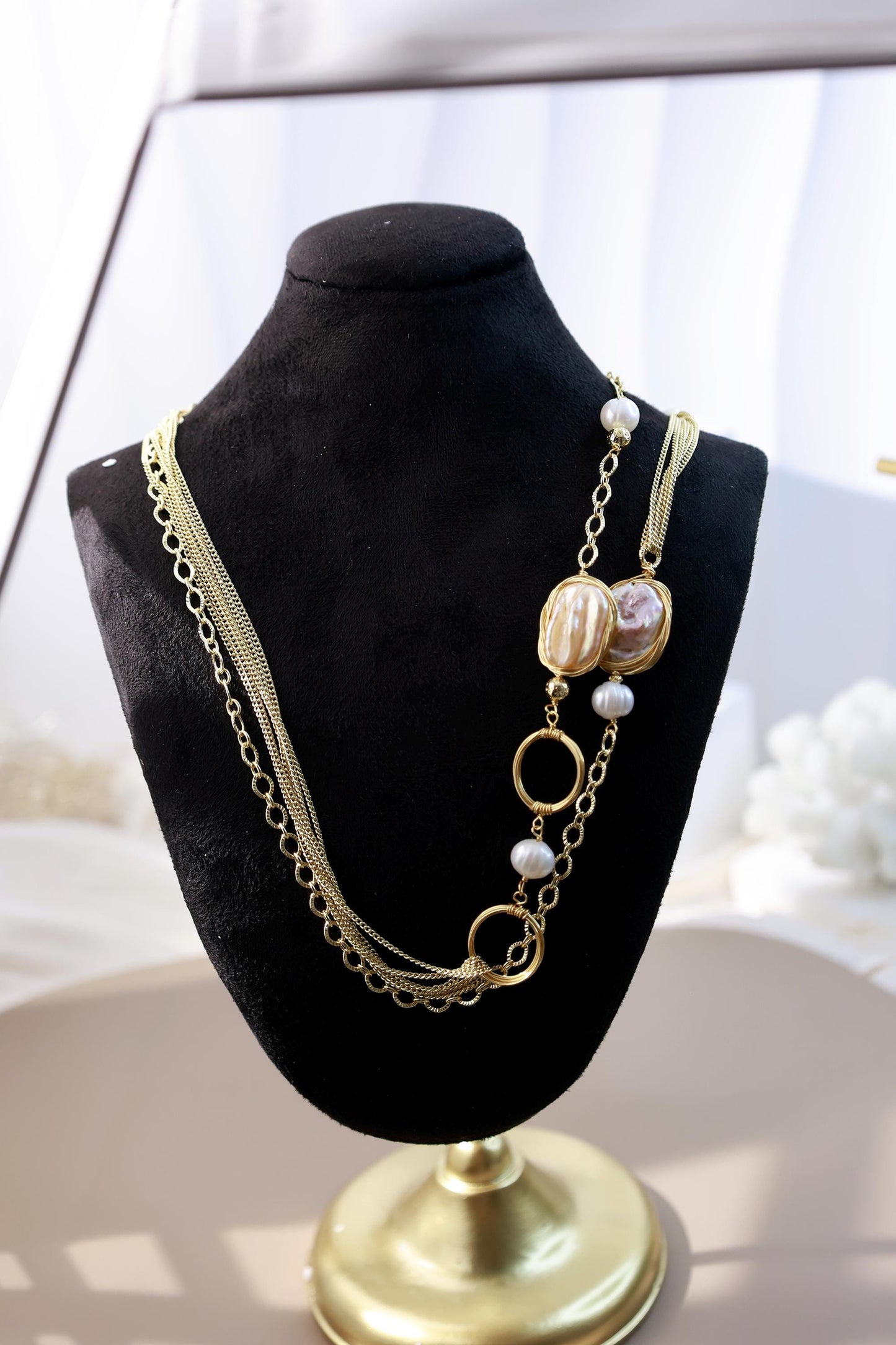 90cm Multiway Baroque Square Pearl Chain