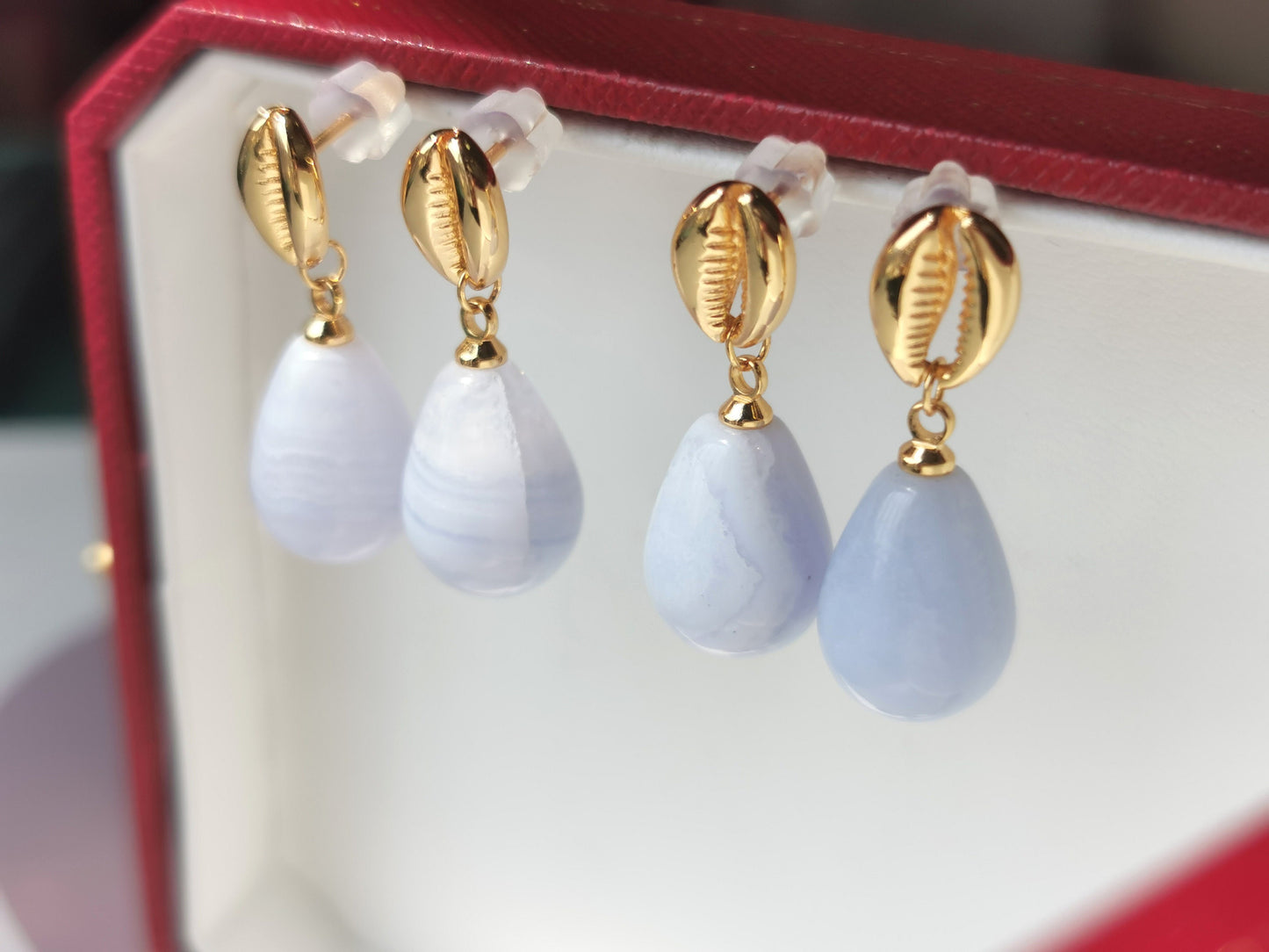Blue Lace Agate Drop Earrings