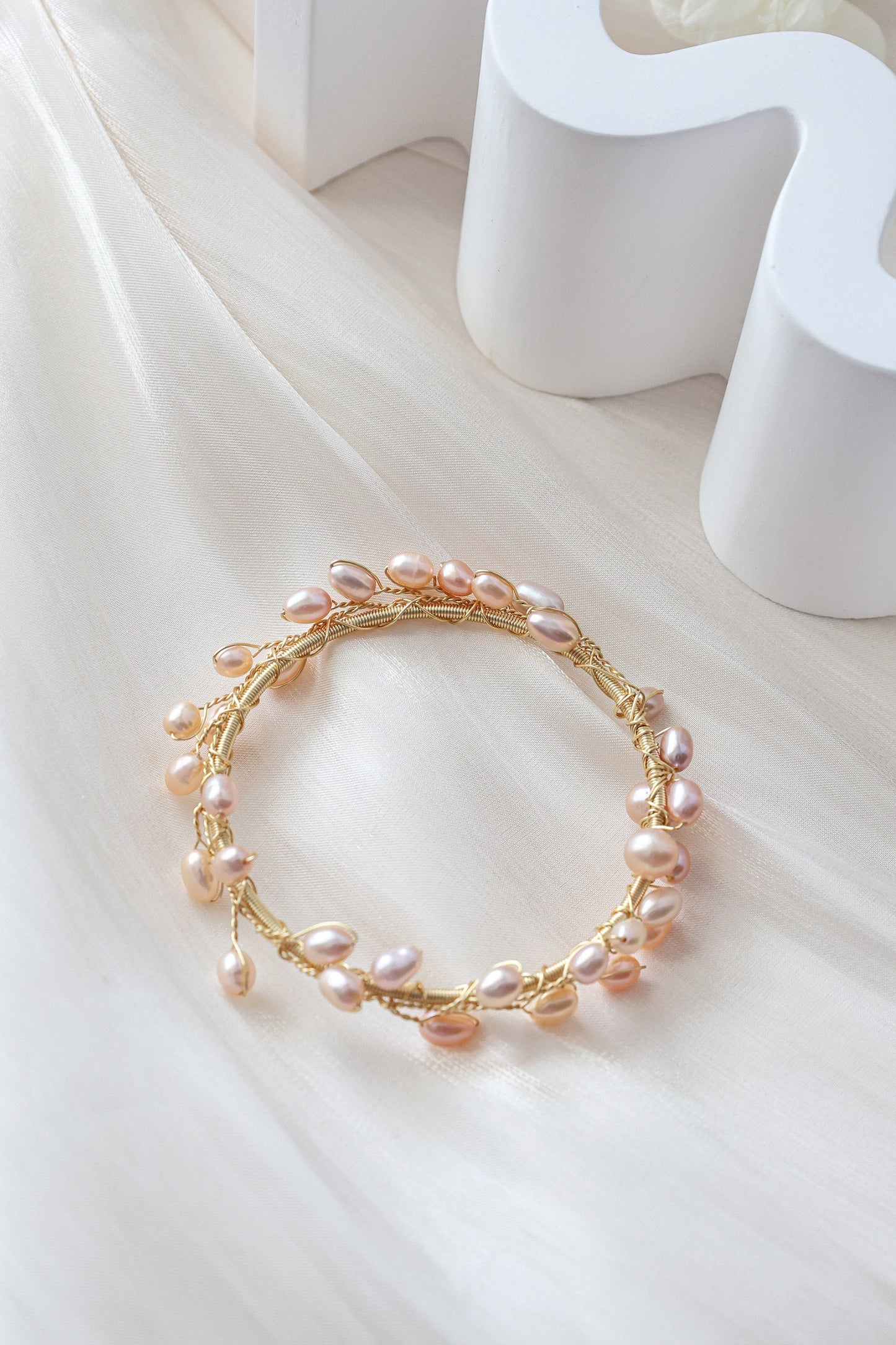 Greek Goddess Pearl Vine Cuff Bracelet