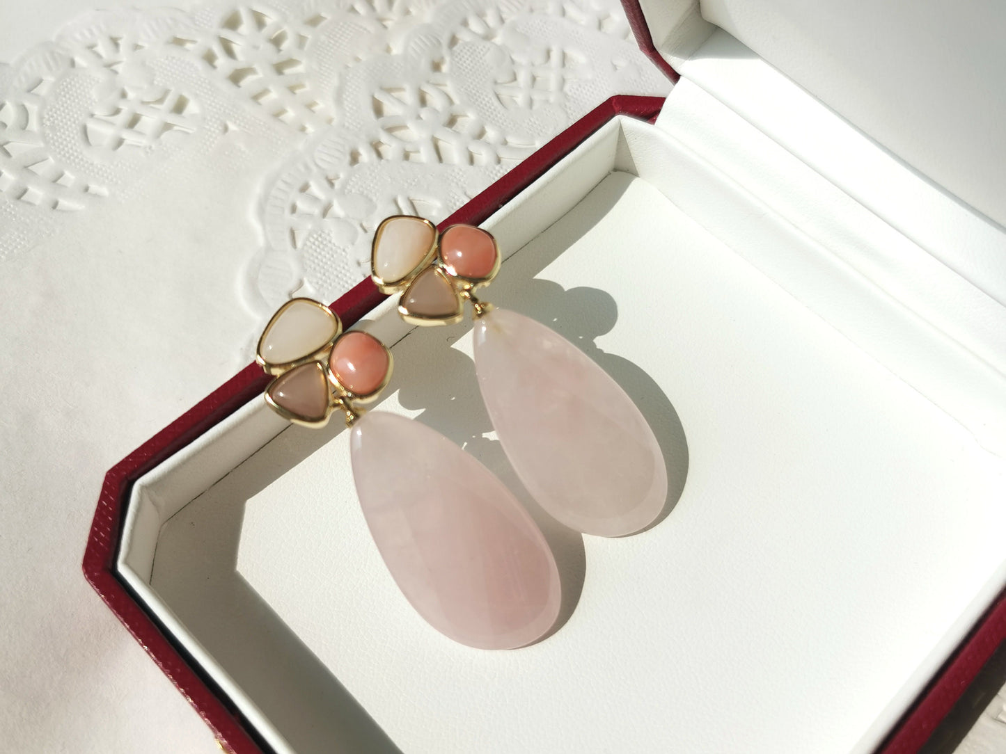 Amazonite & Rose Quartz Dripping Dangles