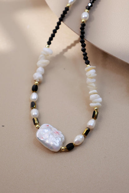 Hand-Painted Flower Black Spinel Pearl Set