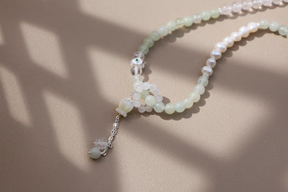Buddhist Prayer Wheel Jade & Pearl Bracelet