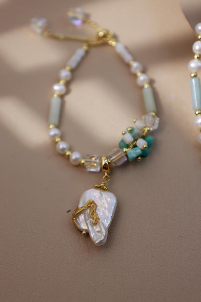 Hand-Painted Gold Foil Amazonite Set