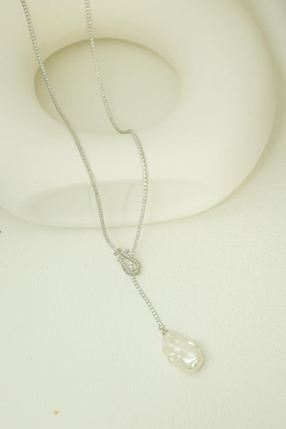 Adjustable Baroque Pearl Lariat Necklace