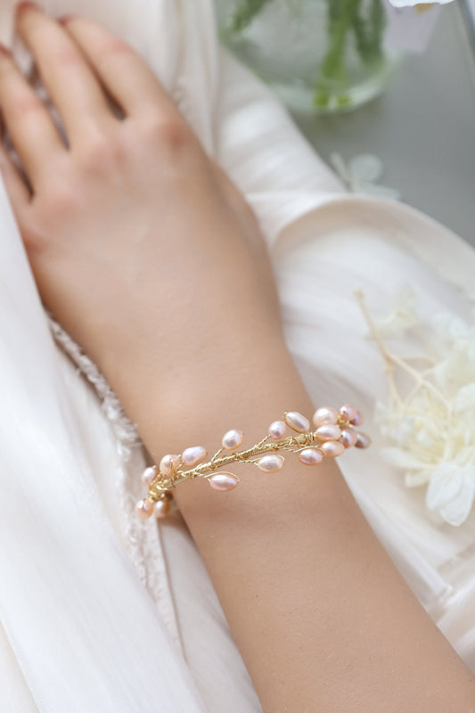 Greek Goddess Pearl Vine Cuff Bracelet