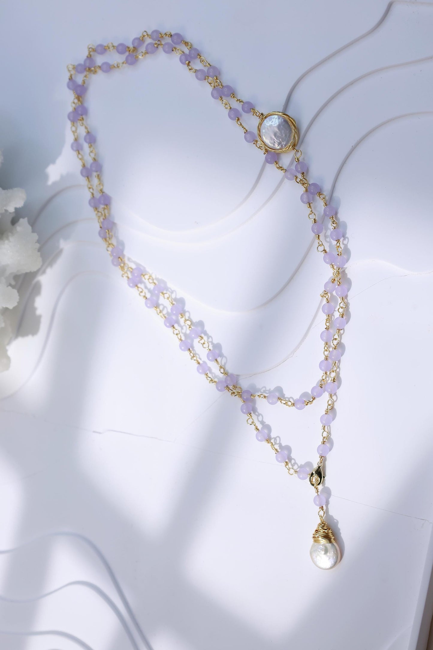 Purple Agate & Baroque Pearl 2-in-1 Necklace