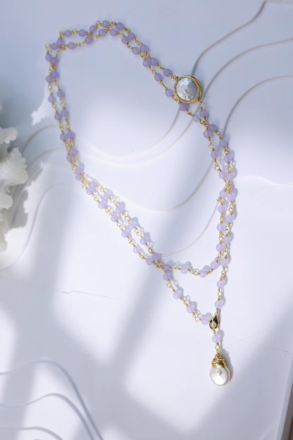 Purple Agate & Baroque Pearl 2-in-1 Necklace