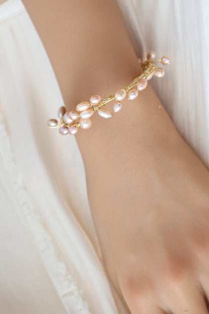 "Bunch of Grapes" Pearl Cluster Cuff Bangle