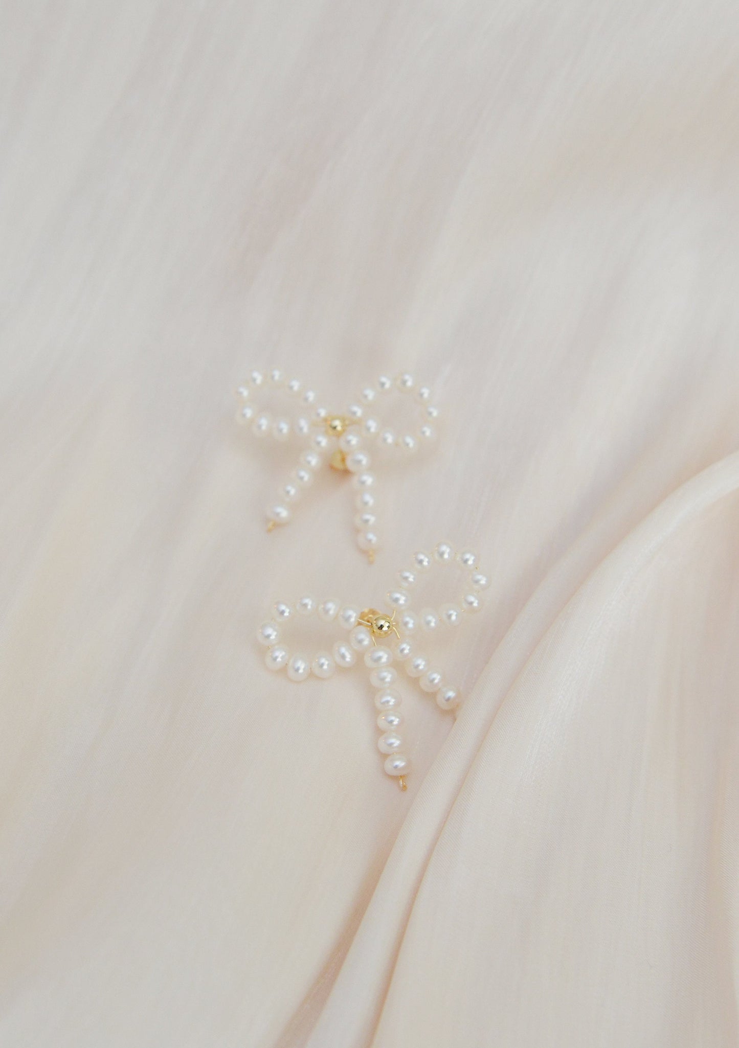 Handmade Mini Pearl Bow Studs