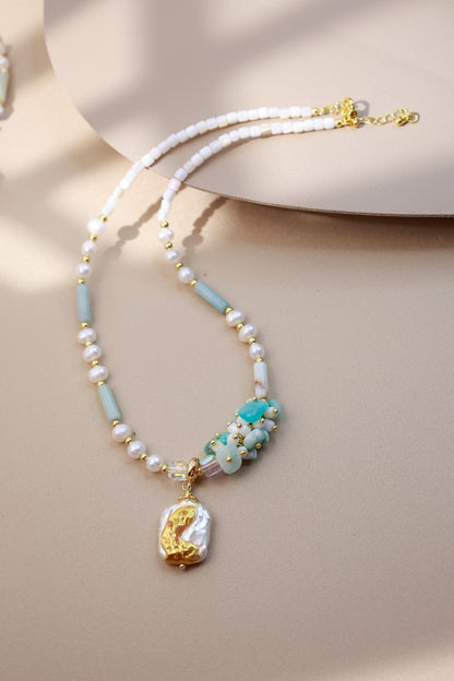 Hand-Painted Gold Foil Amazonite Set