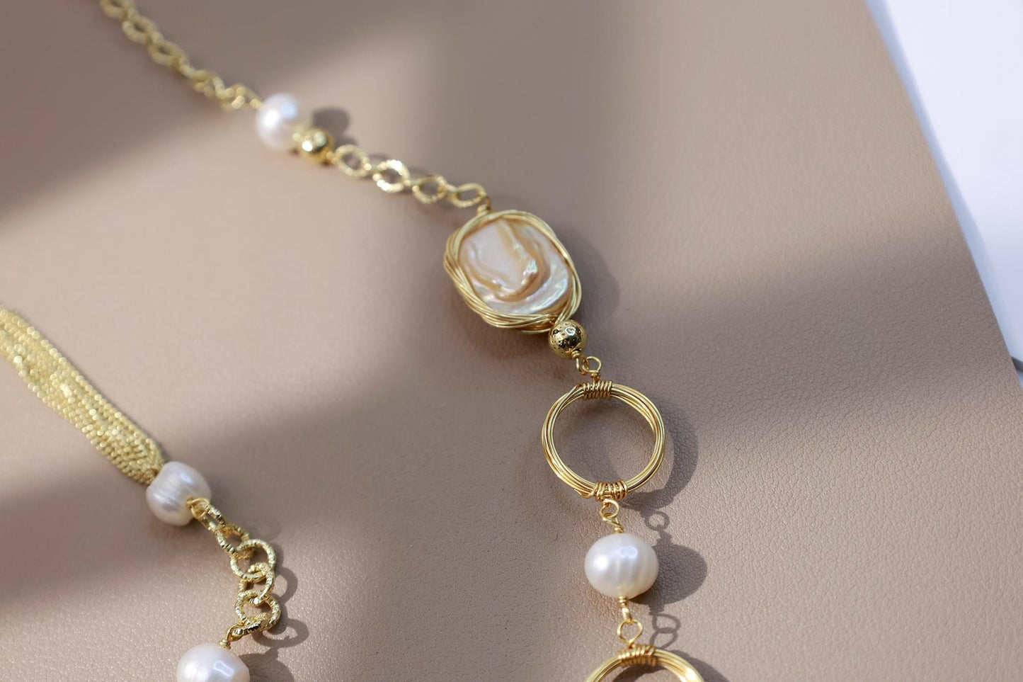 90cm Multiway Baroque Square Pearl Chain