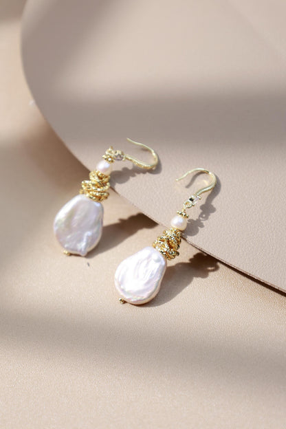 Baroque Teardrop Pearl Wire-Wrapped Dangles