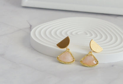 Mixed Gemstone Fan-Shape Drop Earrings