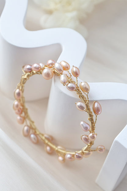 Greek Goddess Pearl Vine Cuff Bracelet