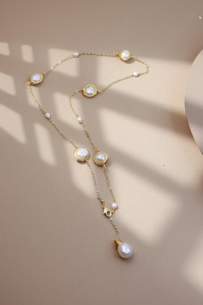 Artisan Shell Flower & Pearl Torque Choker