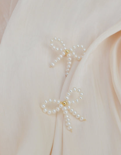 Handmade Mini Pearl Bow Studs