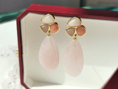 Amazonite & Rose Quartz Dripping Dangles