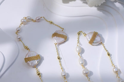 Embellished Baroque Pearl Layered Sweater Chain