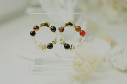 Vibrant Mixed Gemstone Pearl Hoops