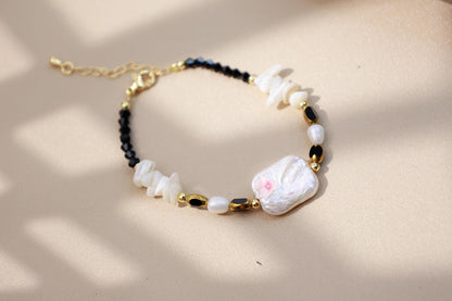 Hand-Painted Flower Black Spinel Pearl Set