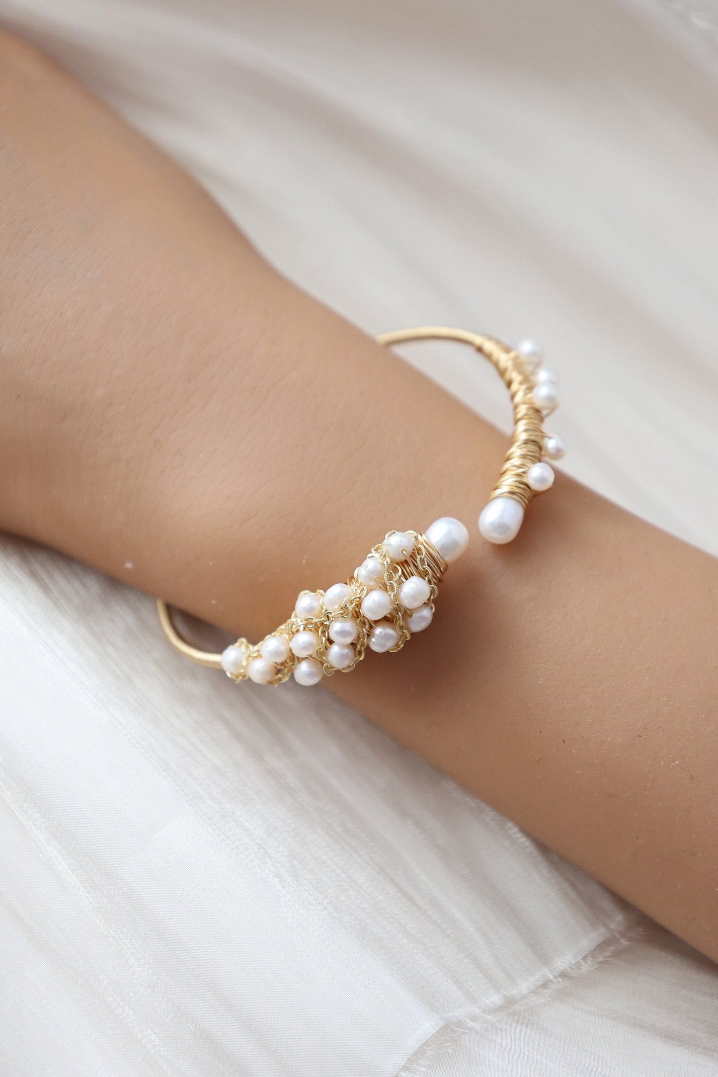 "Bunch of Grapes" Pearl Cluster Cuff Bangle
