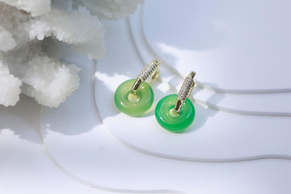 Green Agate Elegant Hoop Earrings