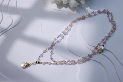 Purple Agate & Baroque Pearl 2-in-1 Necklace