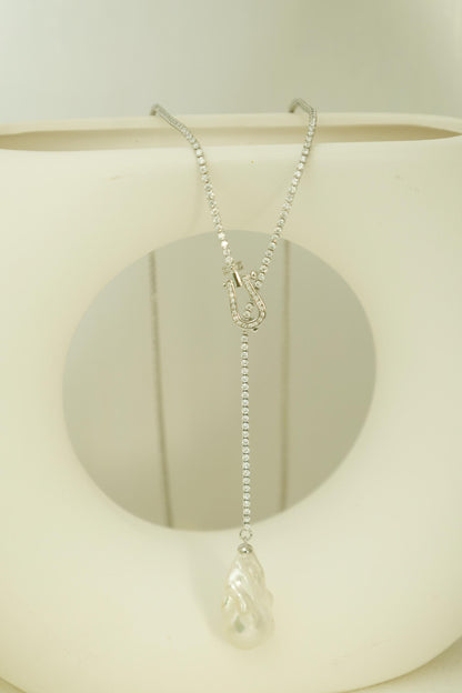 Adjustable Baroque Pearl Lariat Necklace