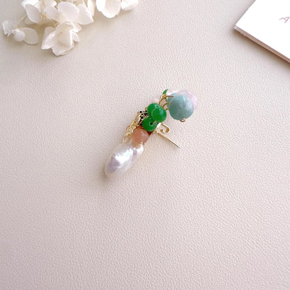 Baroque Pearl Gemstone Brooch | Handmade Floral Pearl Pin | Colorful