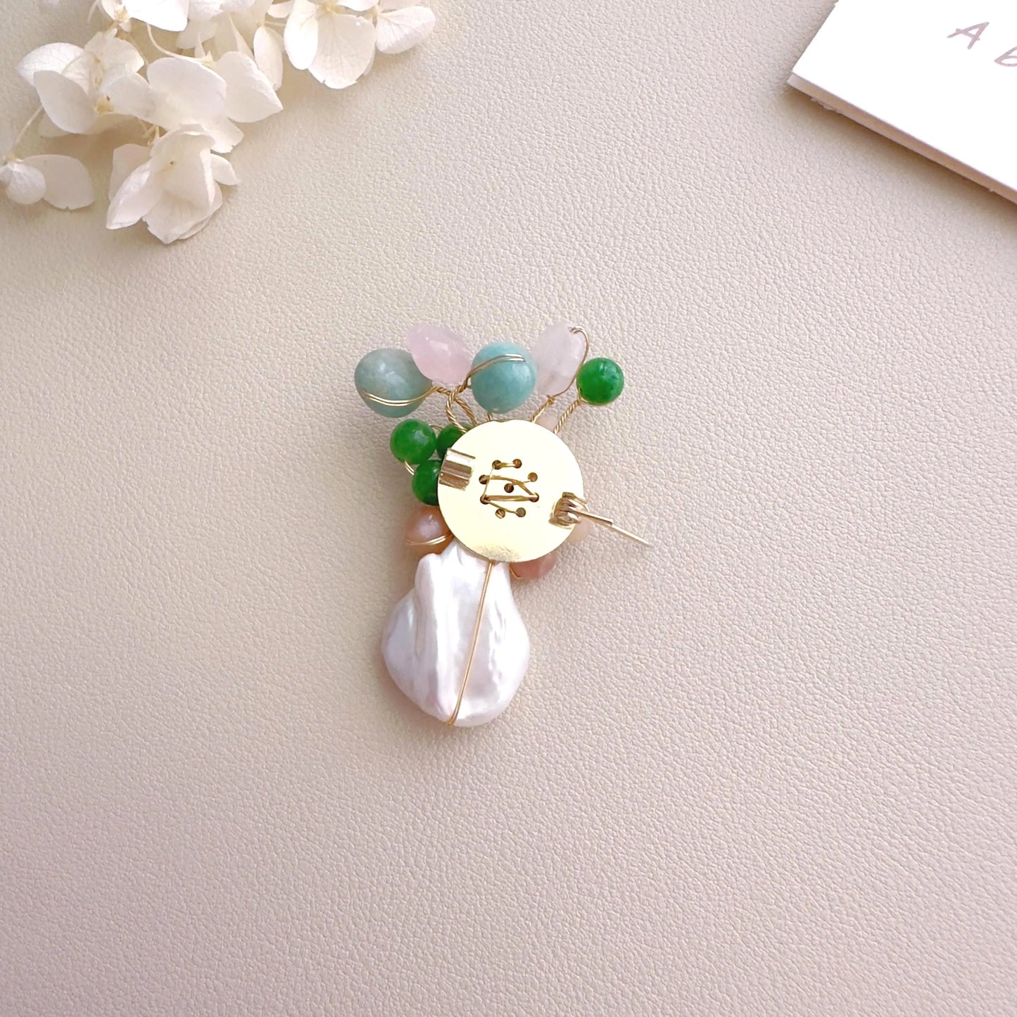 Baroque Pearl Gemstone Brooch | Handmade Floral Pearl Pin | Colorful