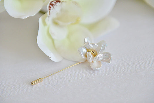 Handmade Pearl Flower Brooch - Crafted with Pearl
