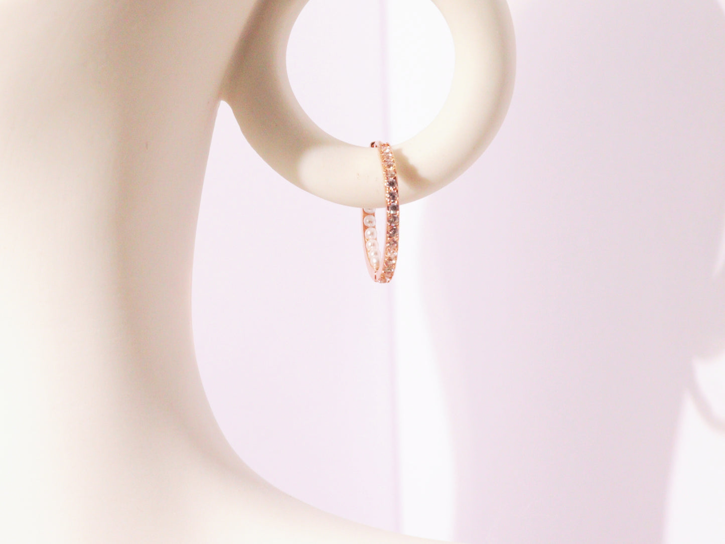 Pavé Zircon & Pearl Hoop Earrings – Silver, Gold & Rose Gold
