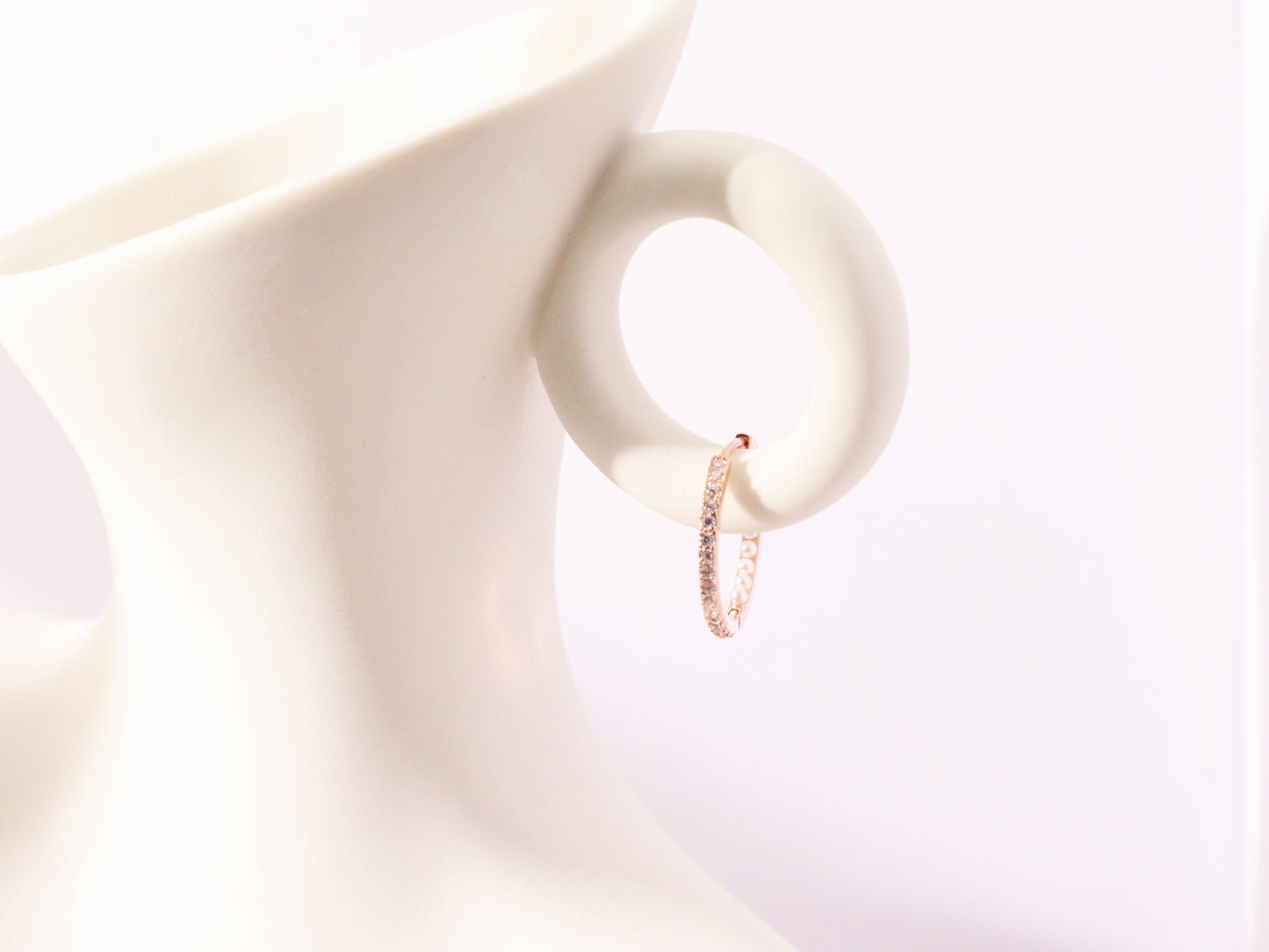 Pavé Zircon & Pearl Hoop Earrings – Silver, Gold & Rose Gold