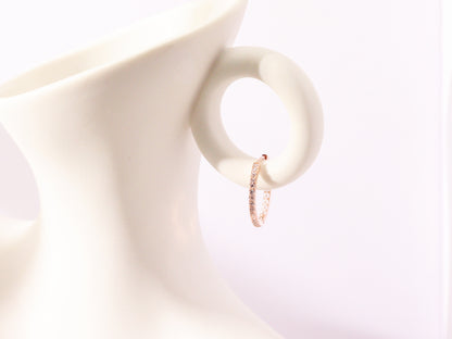 Pavé Zircon & Pearl Hoop Earrings – Silver, Gold & Rose Gold