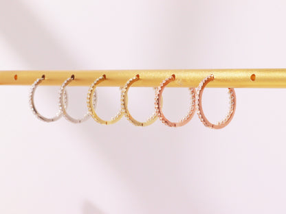 Pavé Zircon & Pearl Hoop Earrings – Silver, Gold & Rose Gold