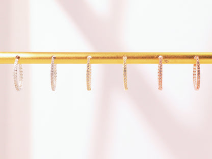 Pavé Zircon & Pearl Hoop Earrings – Silver, Gold & Rose Gold