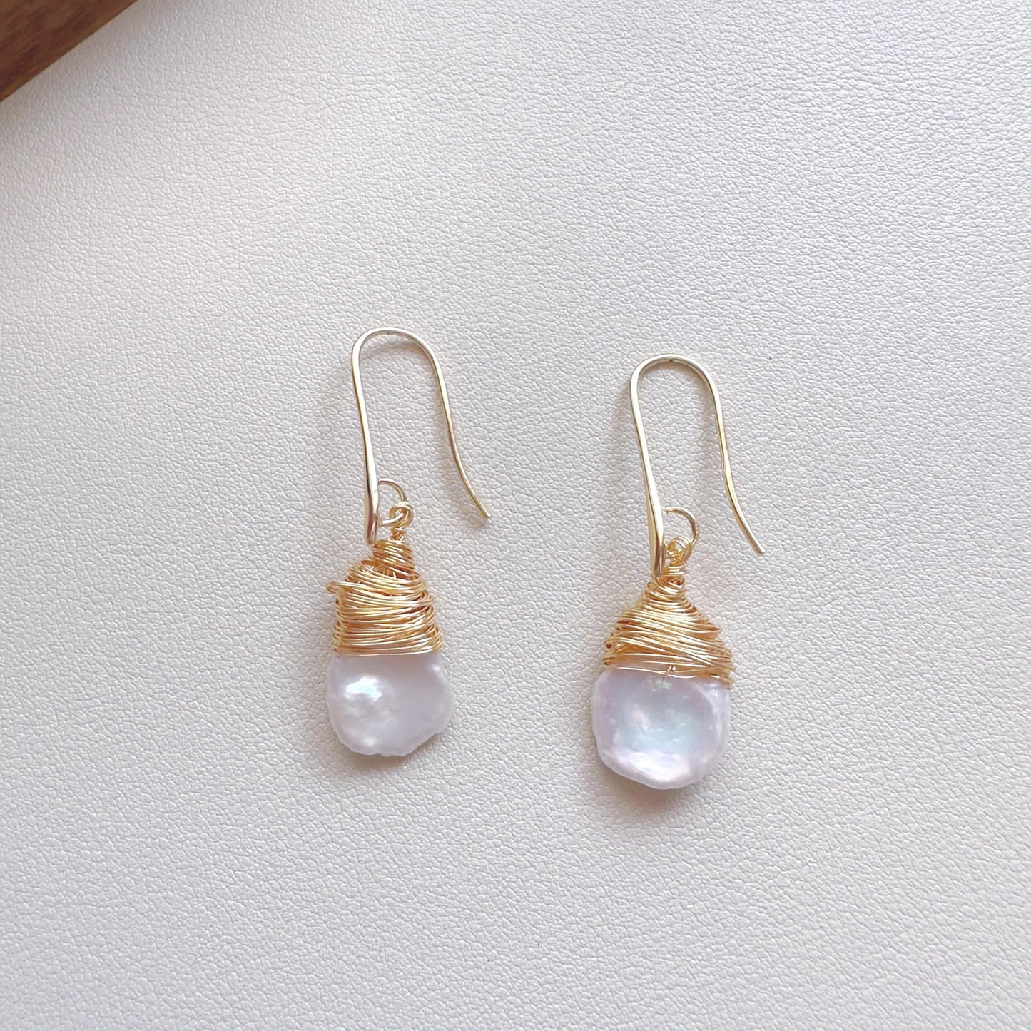 Baroque Pearl Drop Earrings - Crafted with Brass