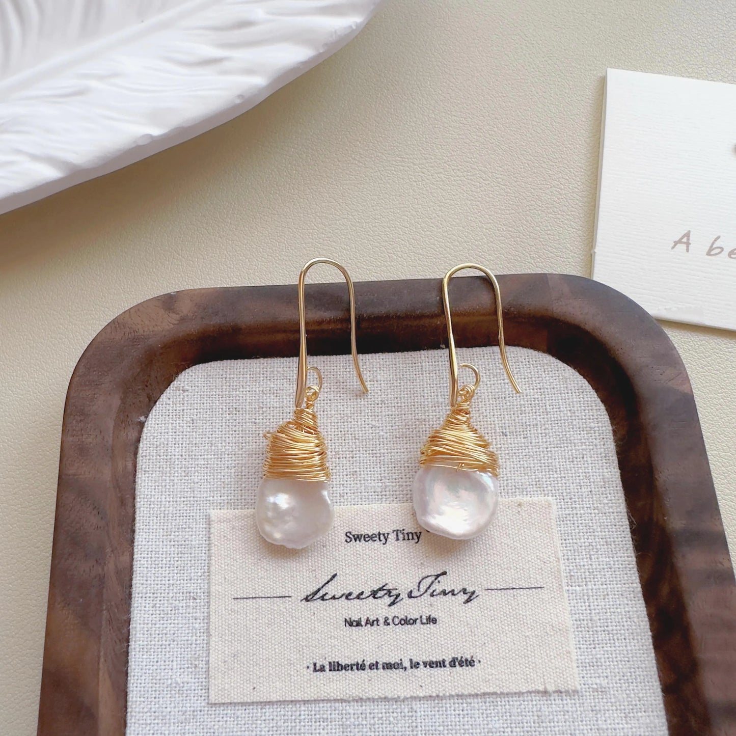 Baroque Pearl Drop Earrings - Crafted with Brass