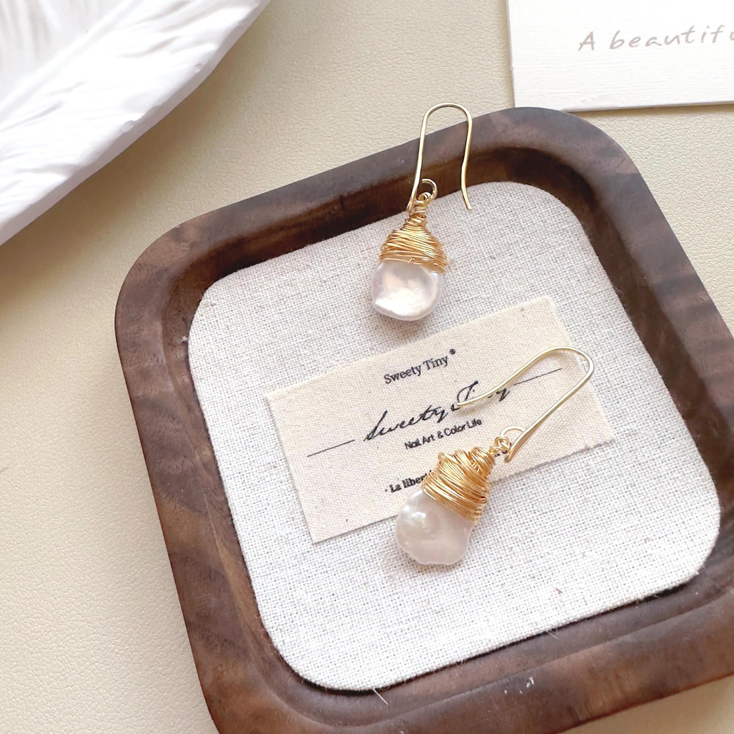 Baroque Pearl Drop Earrings - Crafted with Brass