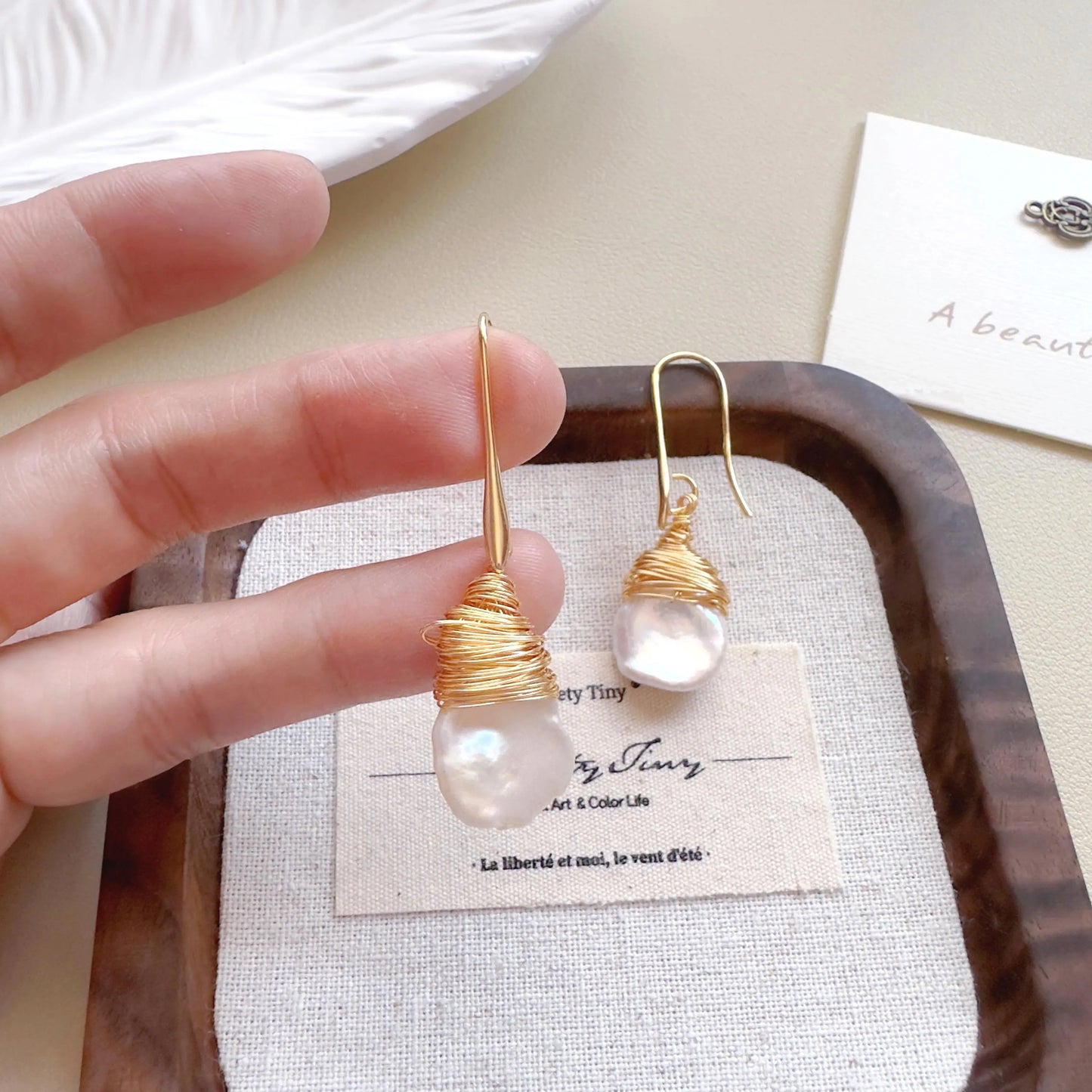 Baroque Pearl Drop Earrings - Crafted with Brass