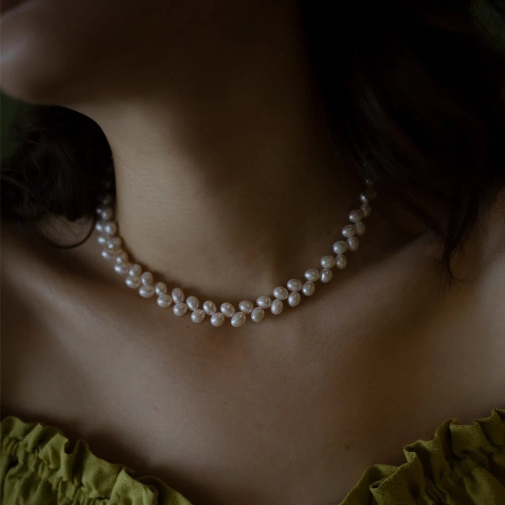 Handmade natural pearl necklace/Wheat Necklace/