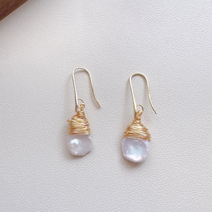 Baroque Pearl Drop Earrings - Crafted with Brass
