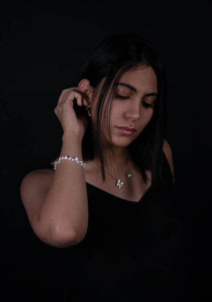 Handmade Genuine Petal Pearl Bracelet 18K Gold Plated