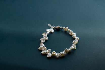 Handmade Genuine Petal Pearl Bracelet 18K Gold Plated