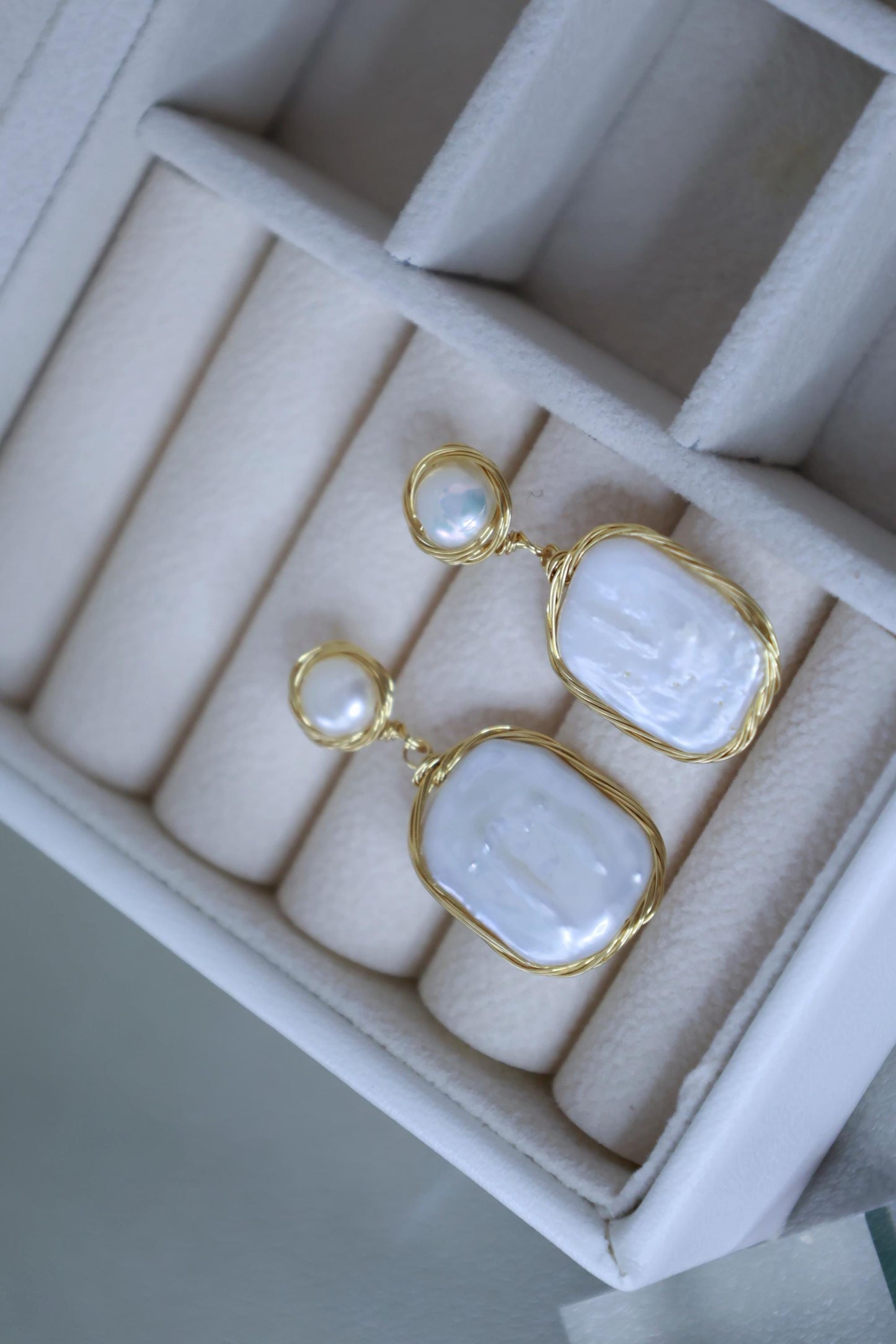 Baroque Pearl Dangle Earrings - Crafted with Brass