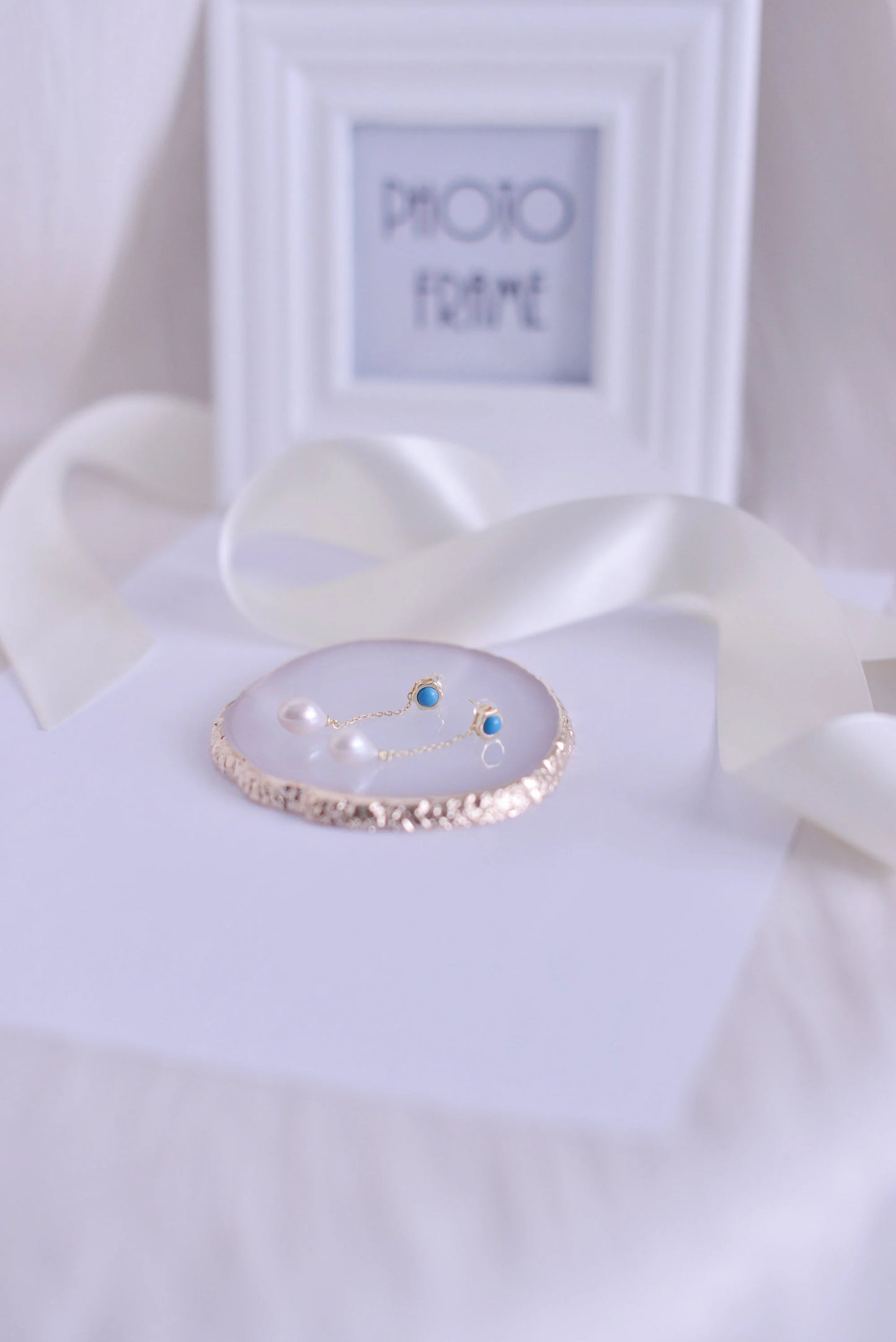 Handmade Turquoise freshwater pearl drop Earring/Exquisite Minimalist