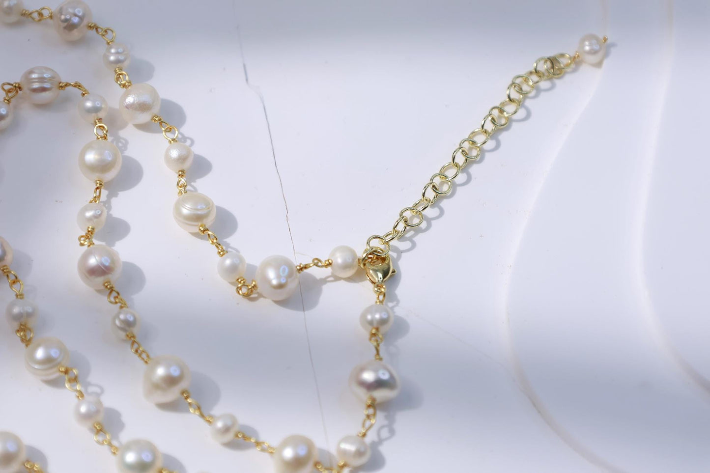 Baroque Pearl Pendant Necklace - Crafted with Brass
